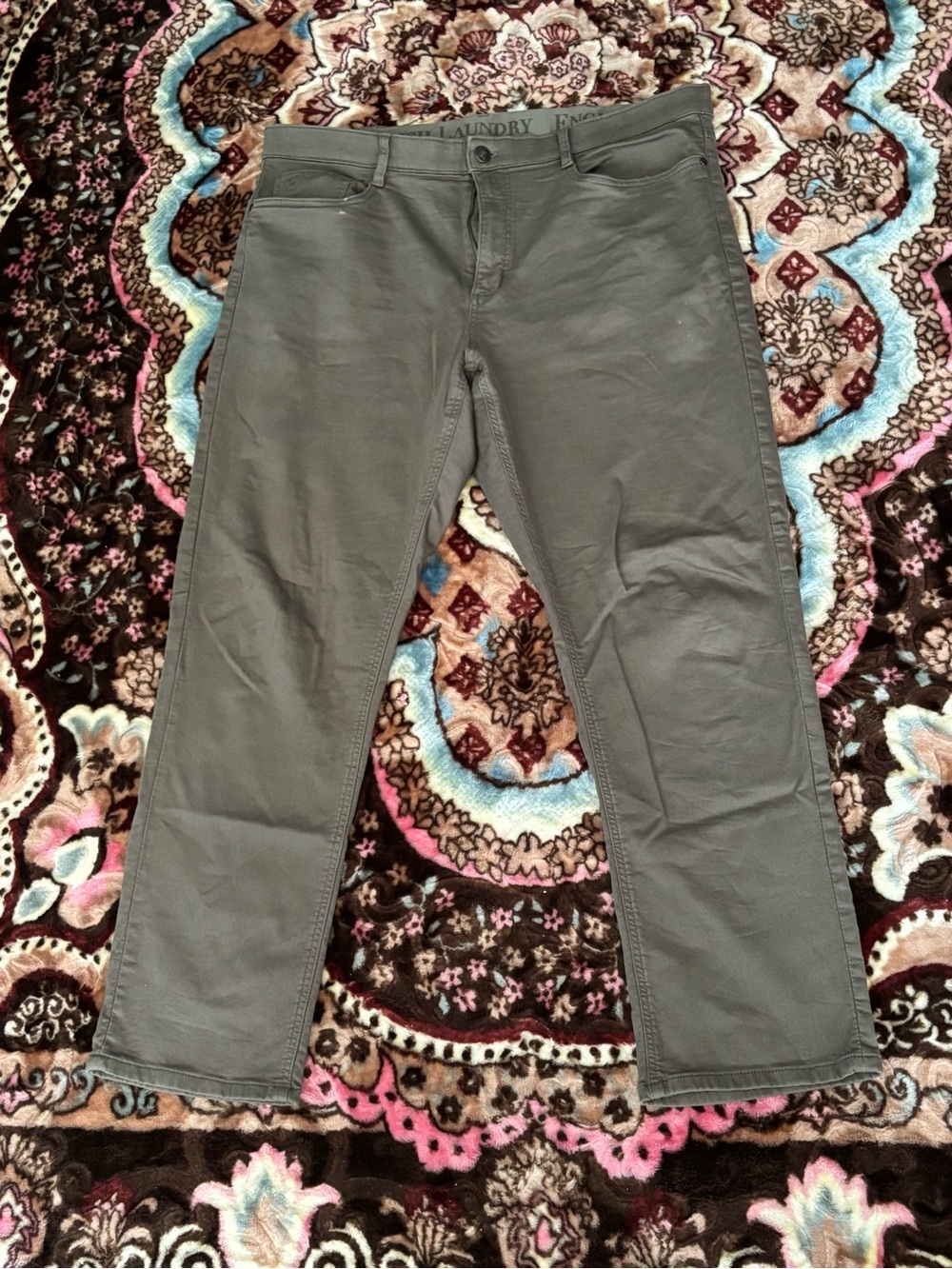 Laundry By Shelli Segal Olive-Gray Straight Leg Jeans